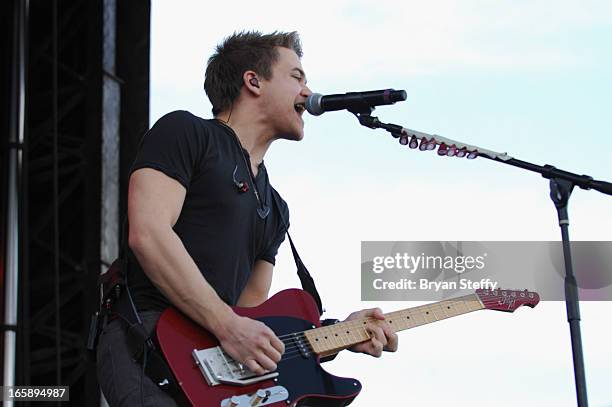 Musician Hunter Hayes performs during the 48th Annual Academy Of Country Music Awards Party for a Cause Festival at the Orleans Arena on April 6,...