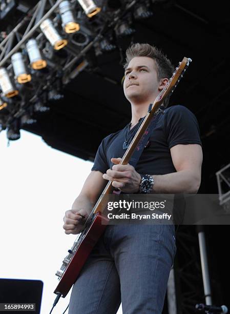 Musician Hunter Hayes performs during the 48th Annual Academy Of Country Music Awards Party for a Cause Festival at the Orleans Arena on April 6,...