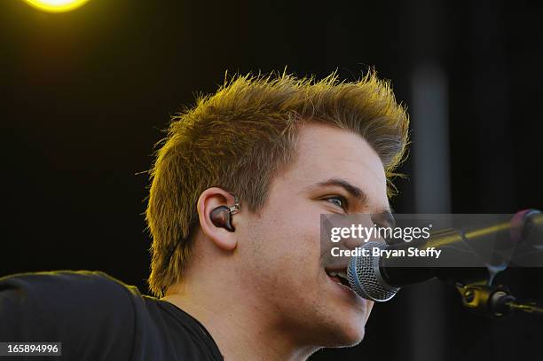 Musician Hunter Hayes performs during the 48th Annual Academy Of Country Music Awards Party for a Cause Festival at the Orleans Arena on April 6,...