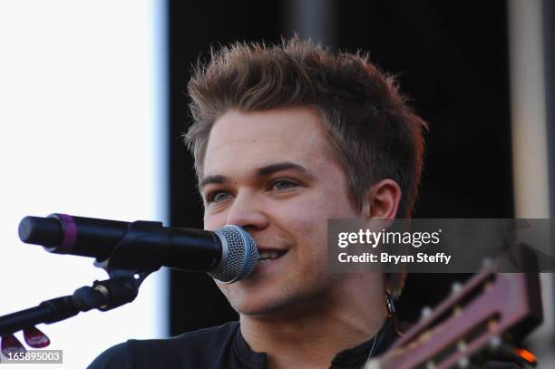 Musician Hunter Hayes performs during the 48th Annual Academy Of Country Music Awards Party for a Cause Festival at the Orleans Arena on April 6,...