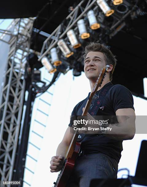 Musician Hunter Hayes performs during the 48th Annual Academy Of Country Music Awards Party for a Cause Festival at the Orleans Arena on April 6,...