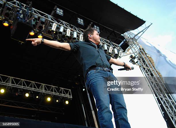 Musician Mike Eli of the Eli Young Band performs during the 48th Annual Academy Of Country Music Awards Party for a Cause Festival at the Orleans...