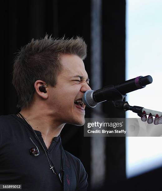 Musician Hunter Hayes performs during the 48th Annual Academy Of Country Music Awards Party for a Cause Festival at the Orleans Arena on April 6,...