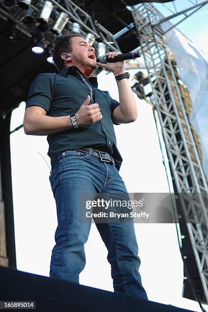 Musician Mike Eli of the Eli Young Band performs during the 48th Annual Academy Of Country Music Awards Party for a Cause Festival at the Orleans...