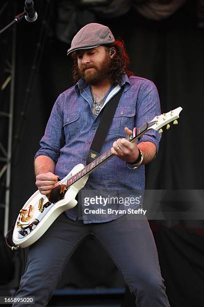 Guitarist James Young of the Eli Young Band performs during the 48th Annual Academy Of Country Music Awards Party for a Cause Festival at the Orleans...