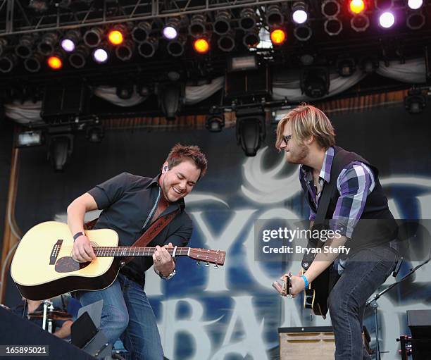 Musician Mike Eli of the Eli Young Band performs during the 48th Annual Academy Of Country Music Awards Party for a Cause Festival at the Orleans...