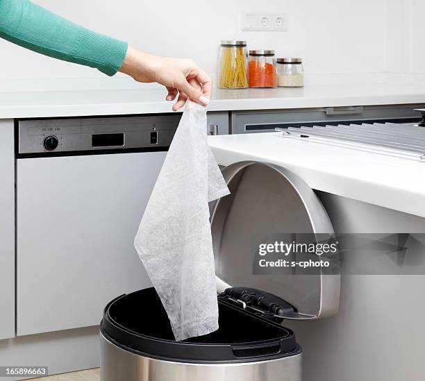 garbage can in the kitchen (click for more) - bin stock pictures, royalty-free photos & images