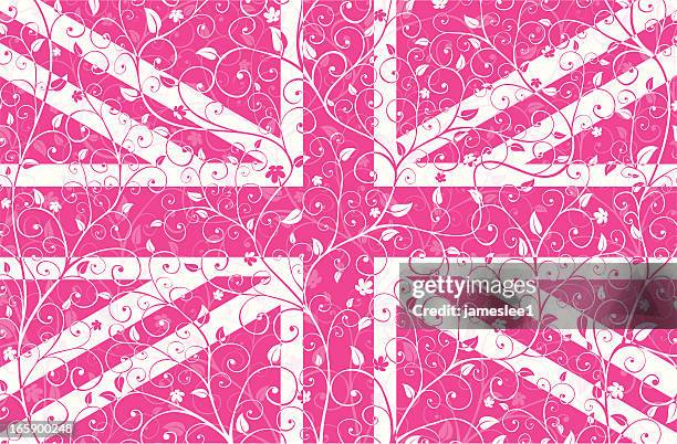 floral union jack - union jack white background stock illustrations