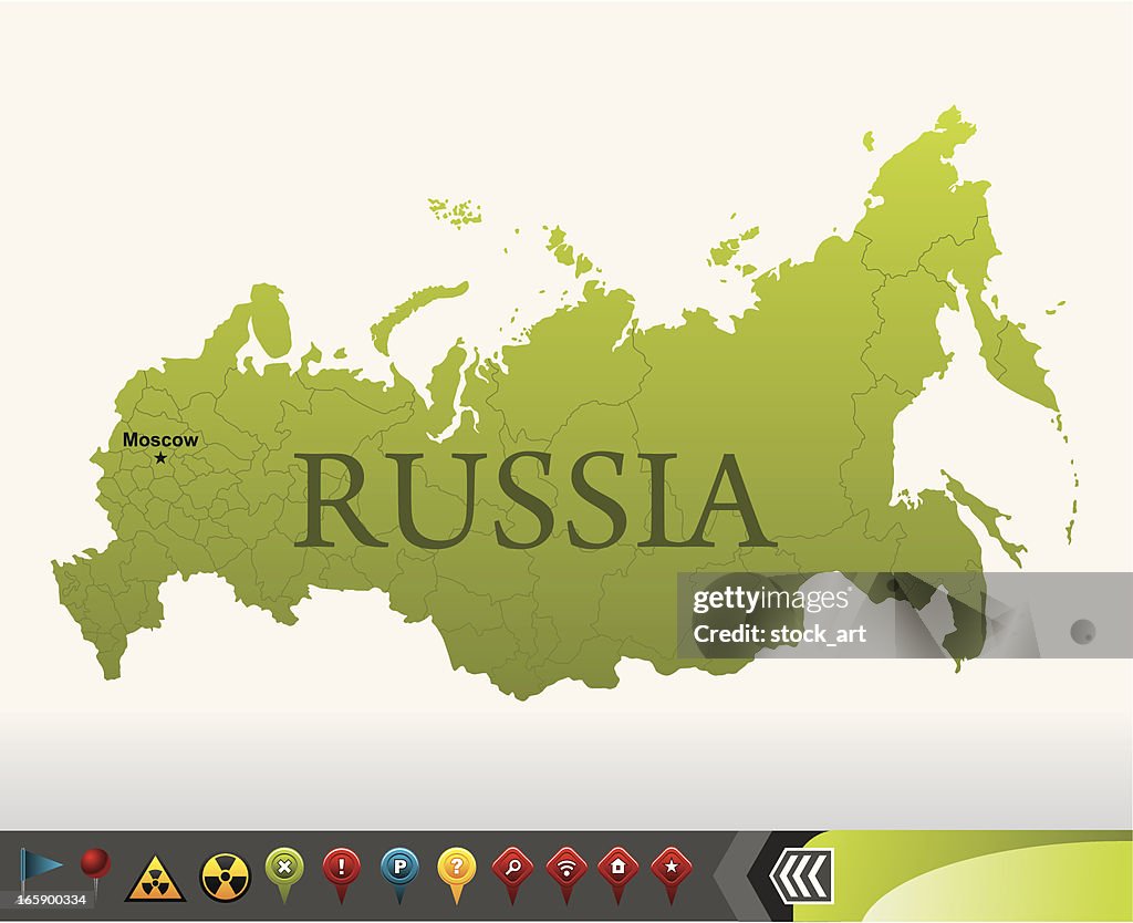 Russland Karte mit navigation Symbole