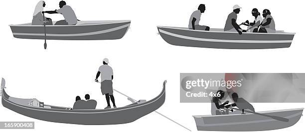 people in boats - people on canoe clip art stock illustrations