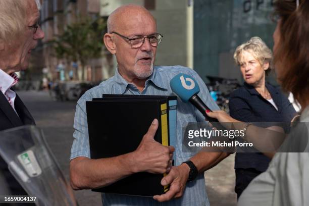 Plaintiff Kees van der Hel, speaks to the press, before his lawyer Bénédicte Ficq files class action charges against chemical giant Chemours, former...
