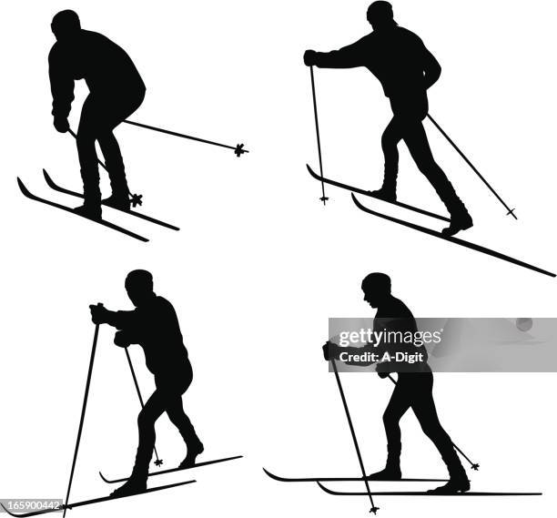 loipe - langlaufen stock-grafiken, -clipart, -cartoons und -symbole