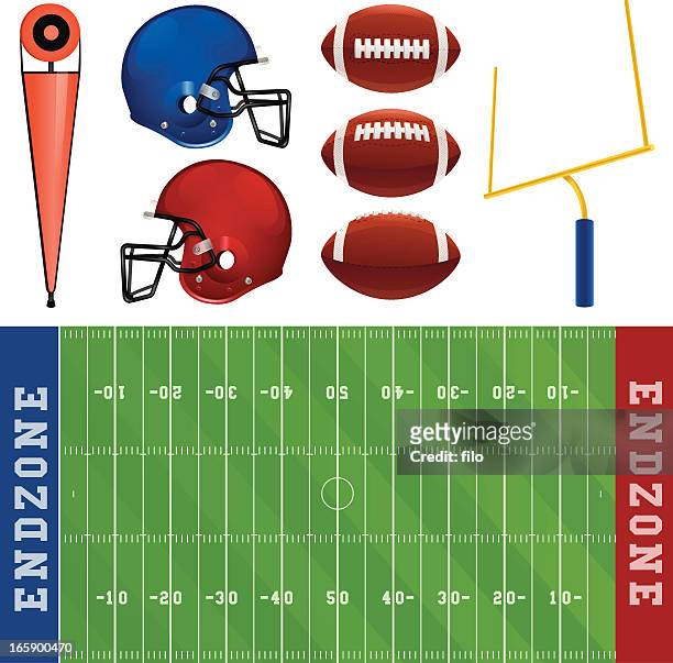 football elements - american football field stock illustrations