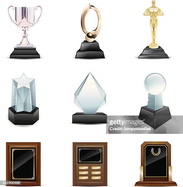 vector icons of trophies and awards - cup stock illustrations