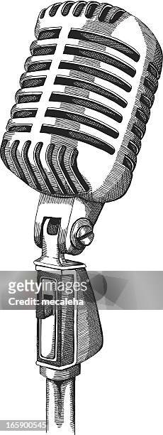 ilustraciones, imágenes clip art, dibujos animados e iconos de stock de retro micrófono - microphone