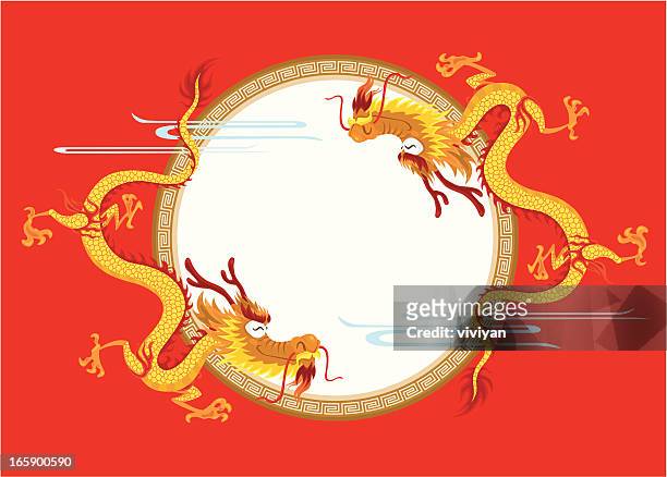 happy chinese dragon with frame - animal scale stock illustrations
