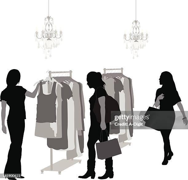 sales day vector silhouette - clothes rack stock illustrations