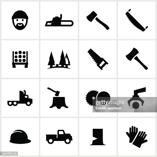 bildbanksillustrationer, clip art samt tecknat material och ikoner med black lumberjack icons - truck stock illustrations