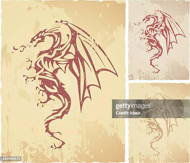 dragon scroll - vellum stock illustrations