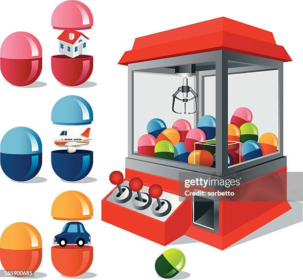 stockillustraties, clipart, cartoons en iconen met toy claw machine - claw machine