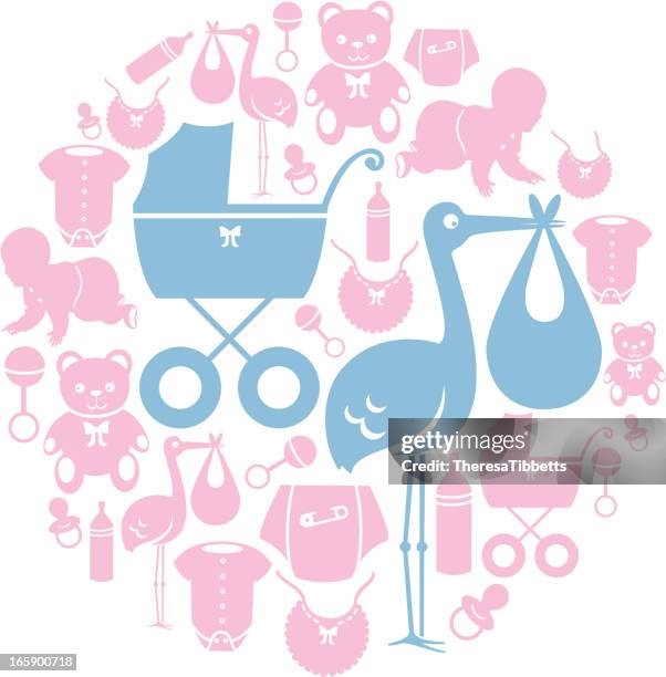 baby icon set - crawling icon stock illustrations