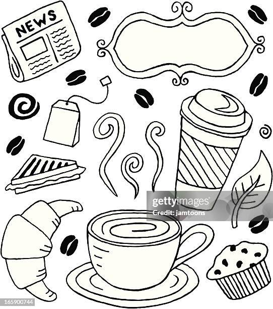 café doodles - panini stock illustrations