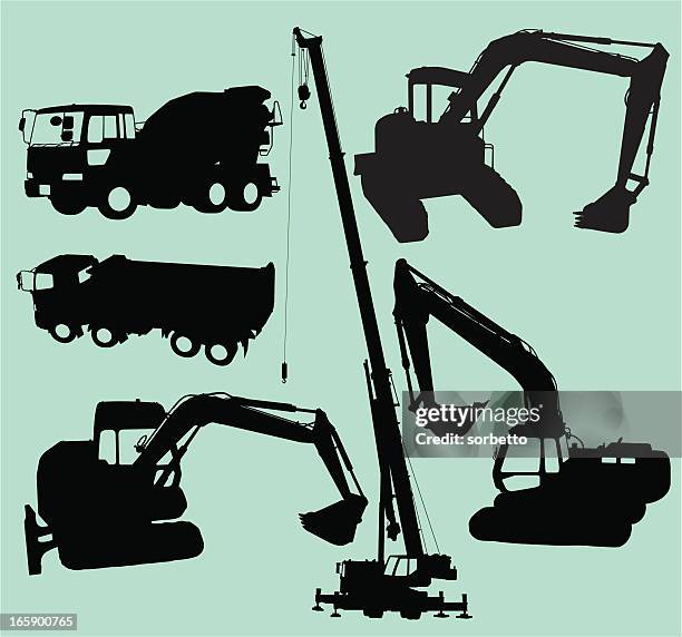 construction vehicle collection - tractor isolated stock illustrations