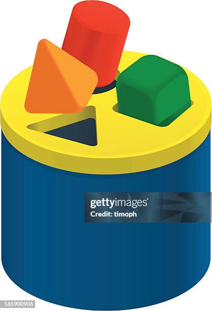 blocks tub - square peg in a round hole stock illustrations