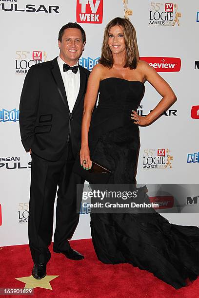 Larry Emdur and Kylie Gillies arrive at the 2013 Logie Awards at the Crown on April 7, 2013 in Melbourne, Australia.