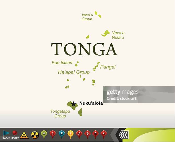 ilustrações de stock, clip art, desenhos animados e ícones de tonga mapa com ícones de navegação - tonga