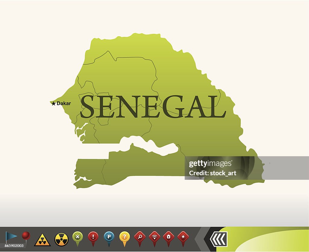 Senegal map with navigation icons