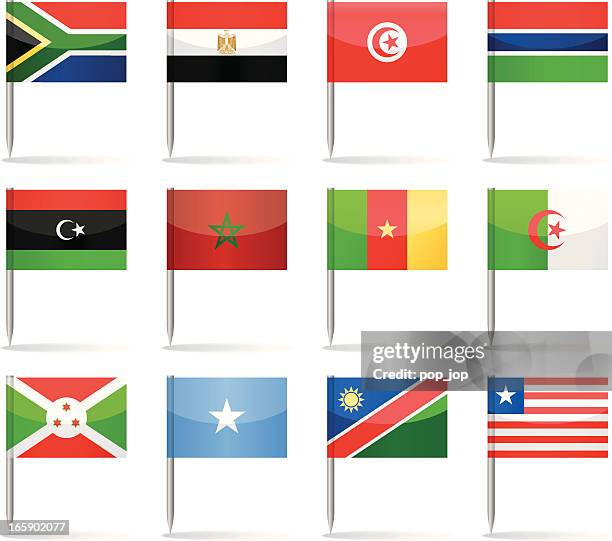 flag pins - africa - libya flag stock illustrations