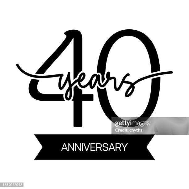 ilustraciones, imágenes clip art, dibujos animados e iconos de stock de ilustración de diseño de plantilla vectorial de aniversario de 40 años para tarjeta de felicitación, póster, folleto, banner web, etc. - 40 years logo