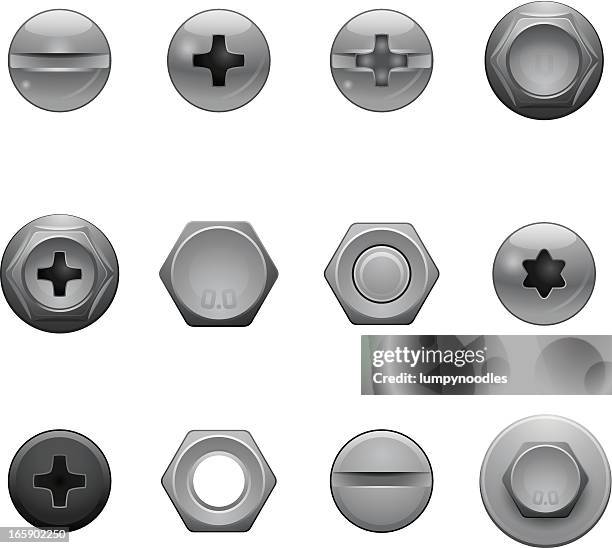 schraube kopf symbole - architektonisches detail stock-grafiken, -clipart, -cartoons und -symbole