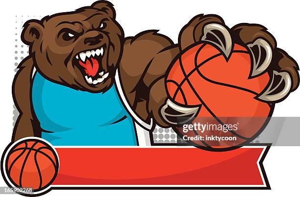 bear basketball - bear paw print stock-grafiken, -clipart, -cartoons und -symbole