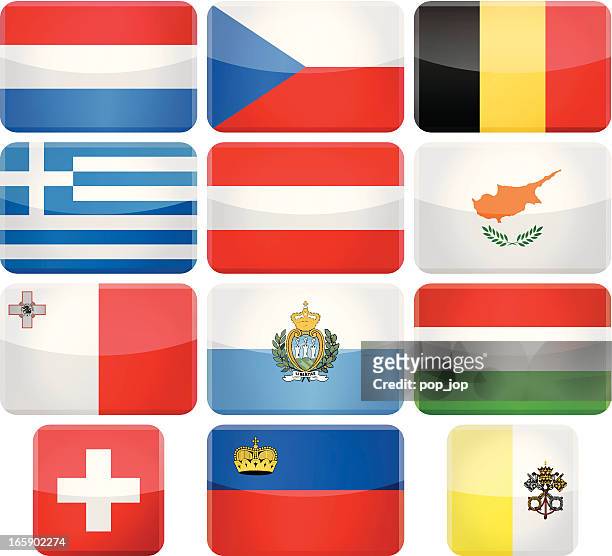 abgerundete eckige flagge icons-europa - fürstentum liechtenstein stock-grafiken, -clipart, -cartoons und -symbole