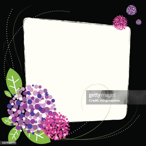 spring flower blooming colorful frame - hydrangea stock illustrations
