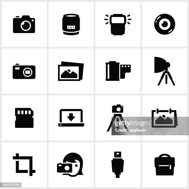 stockillustraties, clipart, cartoons en iconen met photography icons - spiegelreflexcamera