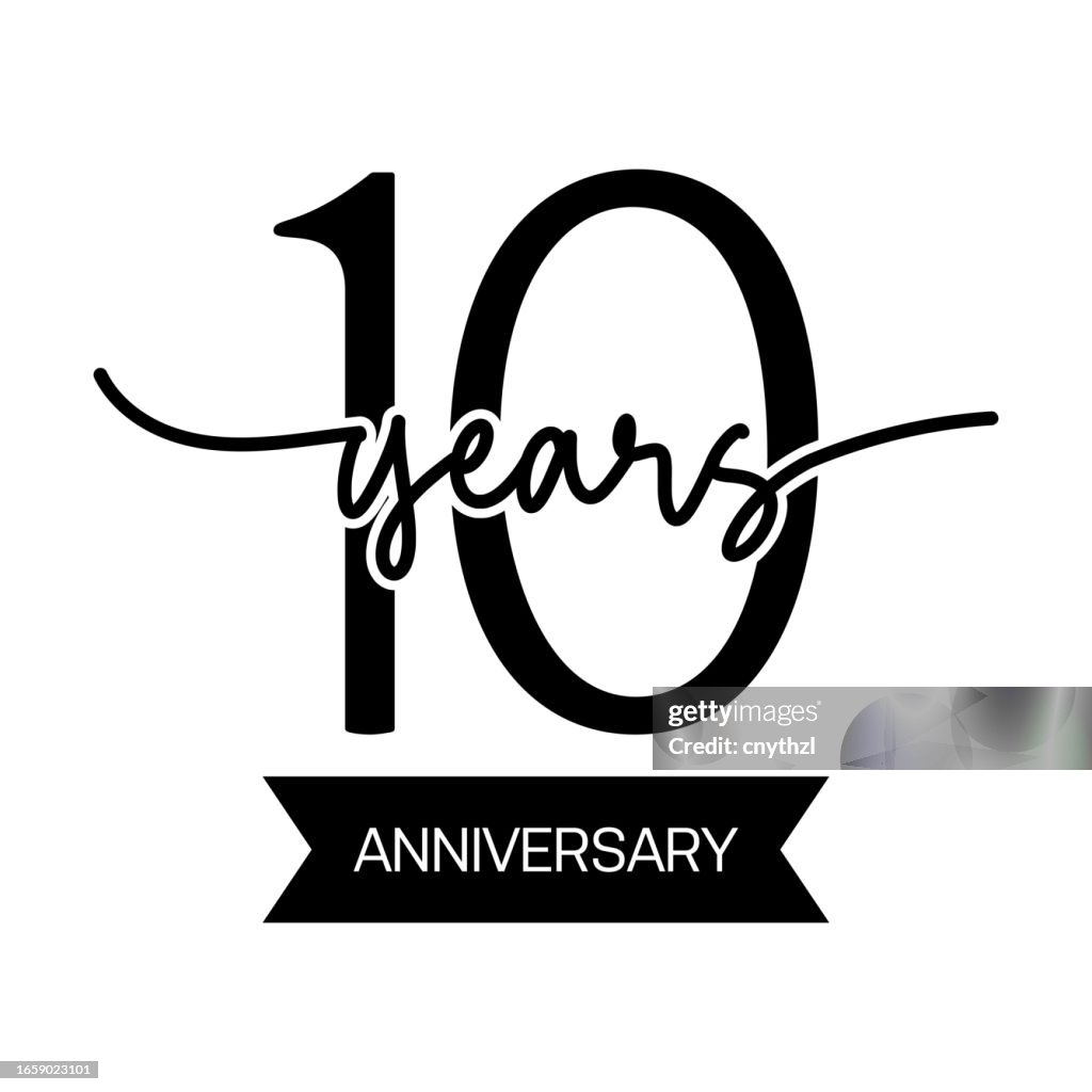 10 Years Anniversary Vector Template Design Illustration for Greeting Card, Poster, Brochure, Web Banner etc.