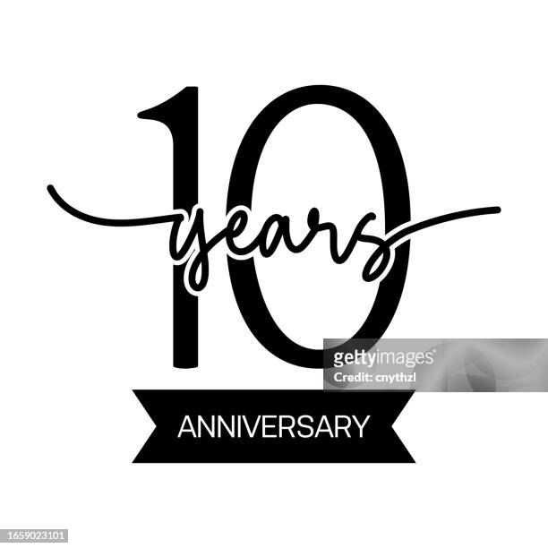 10 years anniversary vector template design illustration for greeting card, poster, brochure, web banner etc. - 10th anniversary stock illustrations