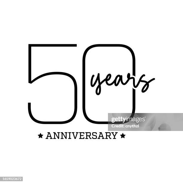 50-jähriges jubiläum vektor-vorlagen-design-illustration für grußkarte, poster, broschüre, web-banner usw. - goldener hochzeitstag stock-grafiken, -clipart, -cartoons und -symbole