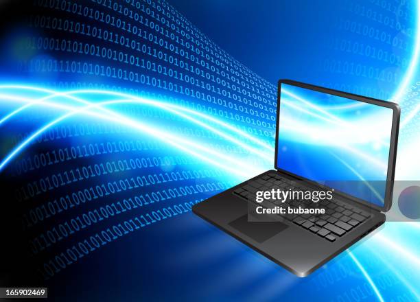 modern laptop on internet communication background - laptop bright background stock illustrations