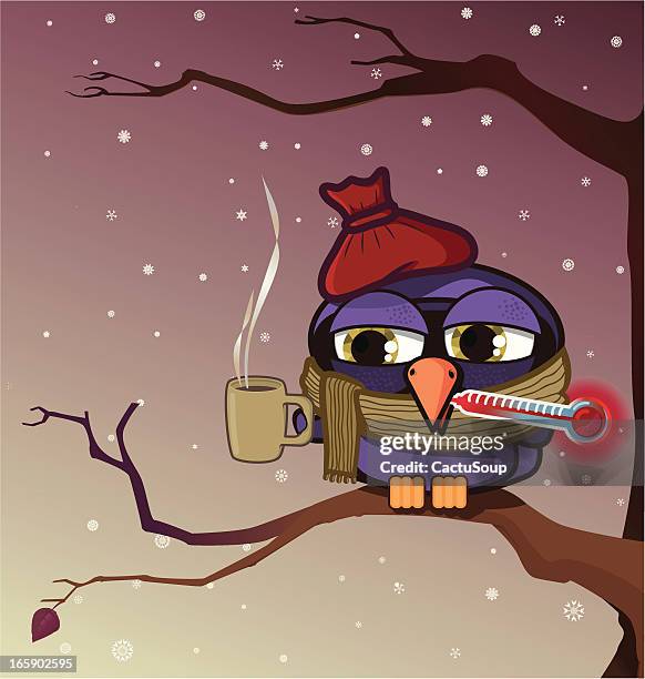 owl ill - ice pack stock illustrations