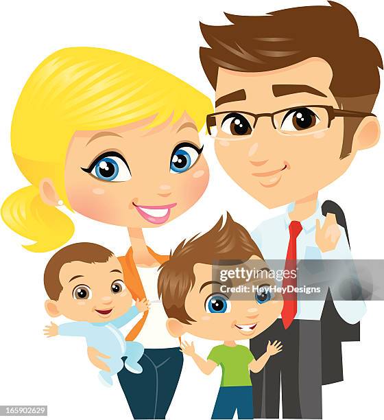 cute cartoon family - hey baby stock illustrations