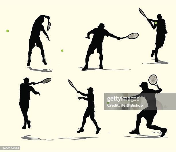 ilustrações, clipart, desenhos animados e ícones de jogador de tênis de voleio ou rally-masculino - raqueta de tenis