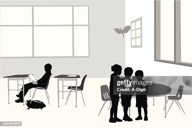 schooling vector silhouette - school building silhouette stock illustrations