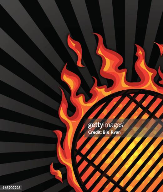 flaming grill flyer - flames background stock illustrations