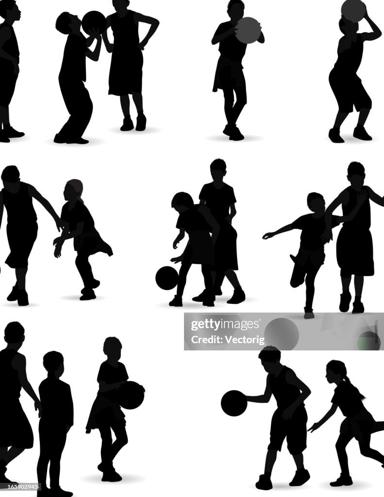 Kids Playing Basketball High-Res Vector Graphic - Getty Images