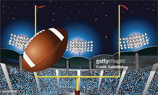 football field goal under stadium lights background - football goal post stock illustrations