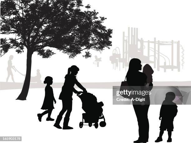 playtime vector silhouette - toddler playground stock illustrations